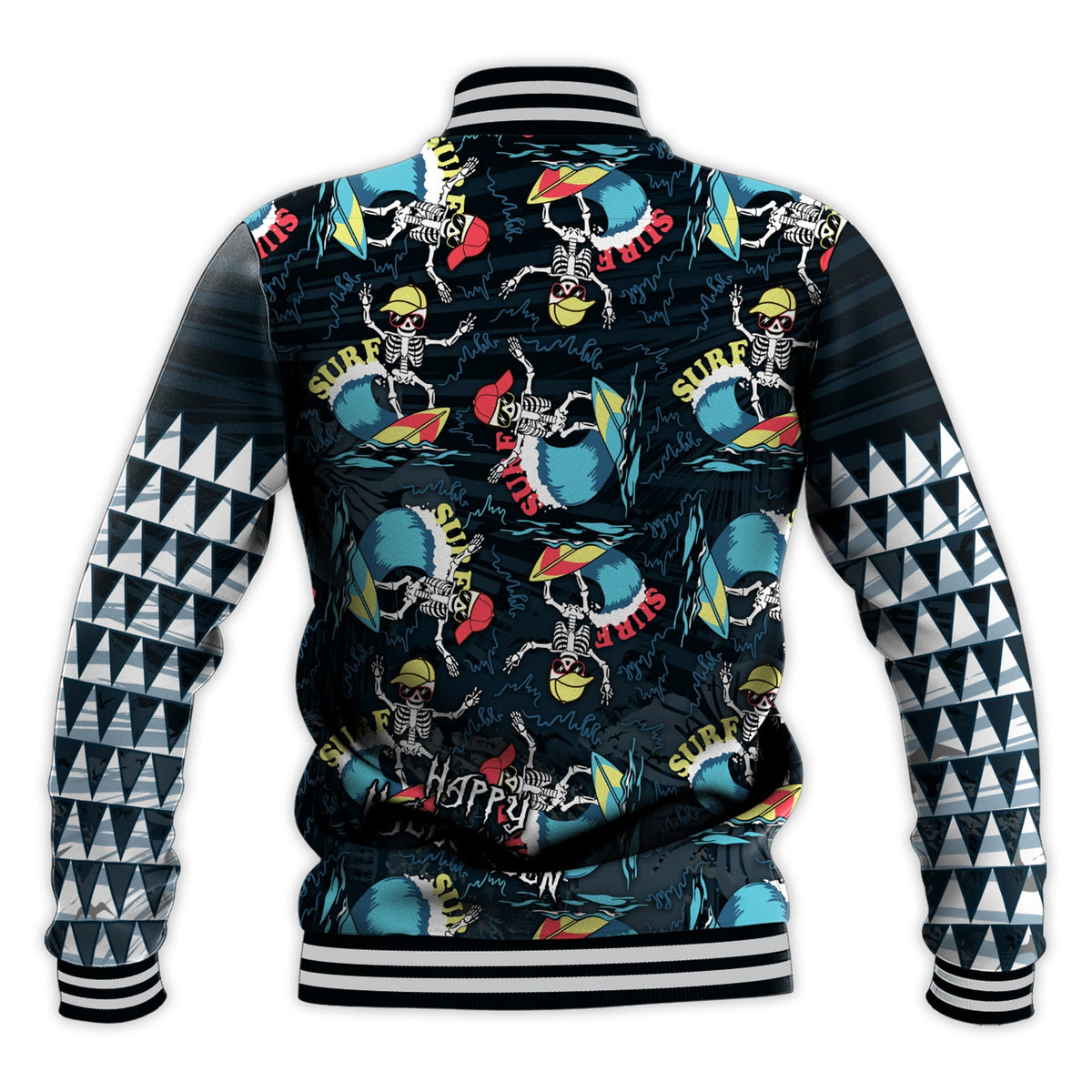 Hawaii Skeleton Surf Baseball Jacket Halloween Hawaiian Tribal LT13 - Wonder Print Shop