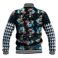 Hawaii Skeleton Surf Baseball Jacket Halloween Hawaiian Tribal LT13 - Wonder Print Shop