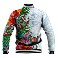 Custom Personalised Fiji Baseball Jacket Proud Fijian Tapa mix Tagimoucia Flowers LT13 - Wonder Print Shop