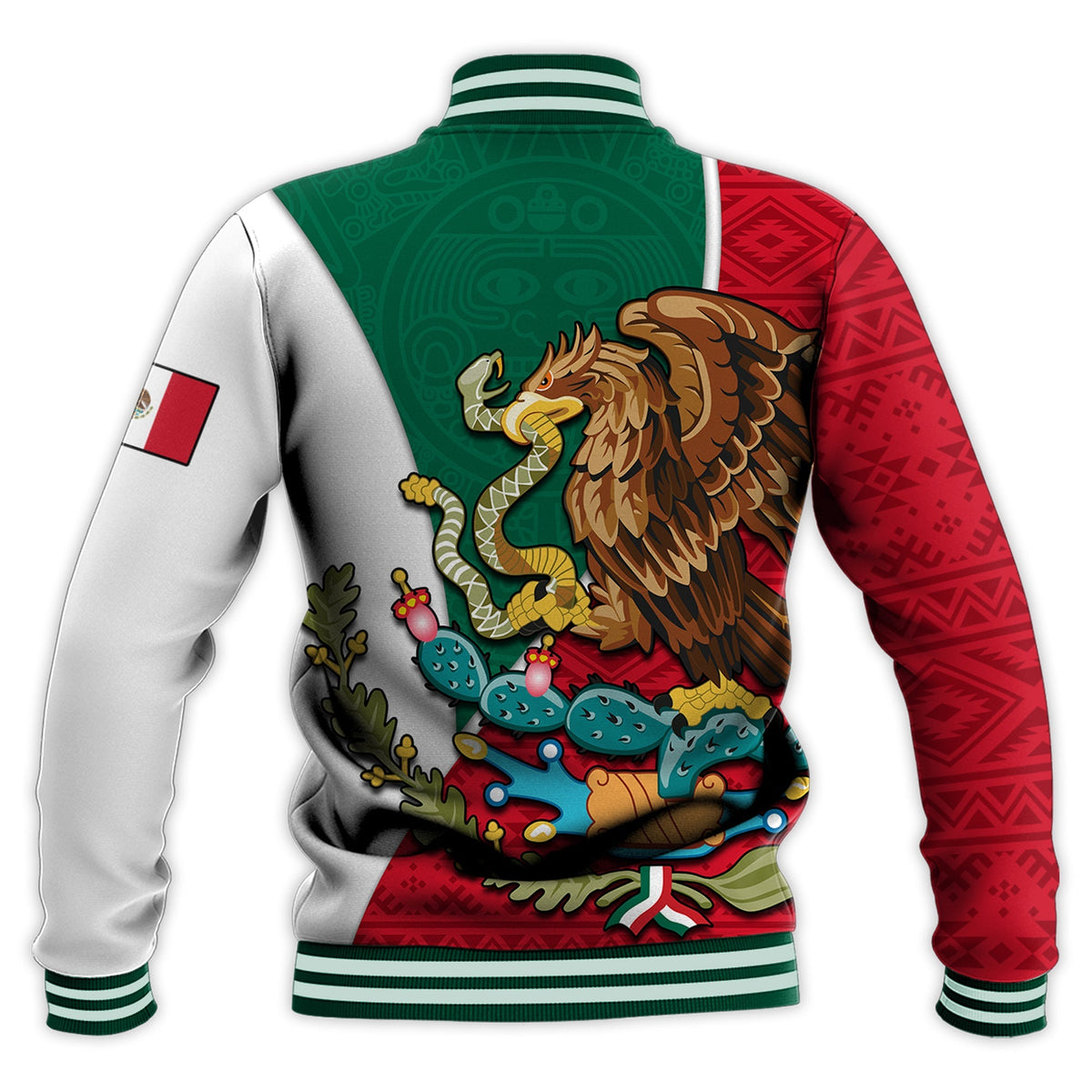 Mexico Baseball Jacket Mexican Aztec Pattern - Wonder Print Shop
