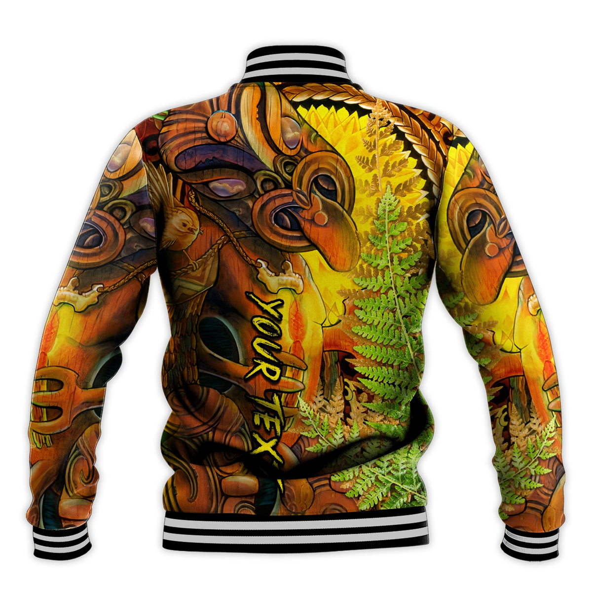 Custom Personalised Hei Tiki Maori Baseball Jacket Fern Aotearoa Ta Moko Sun LT13 - Wonder Print Shop