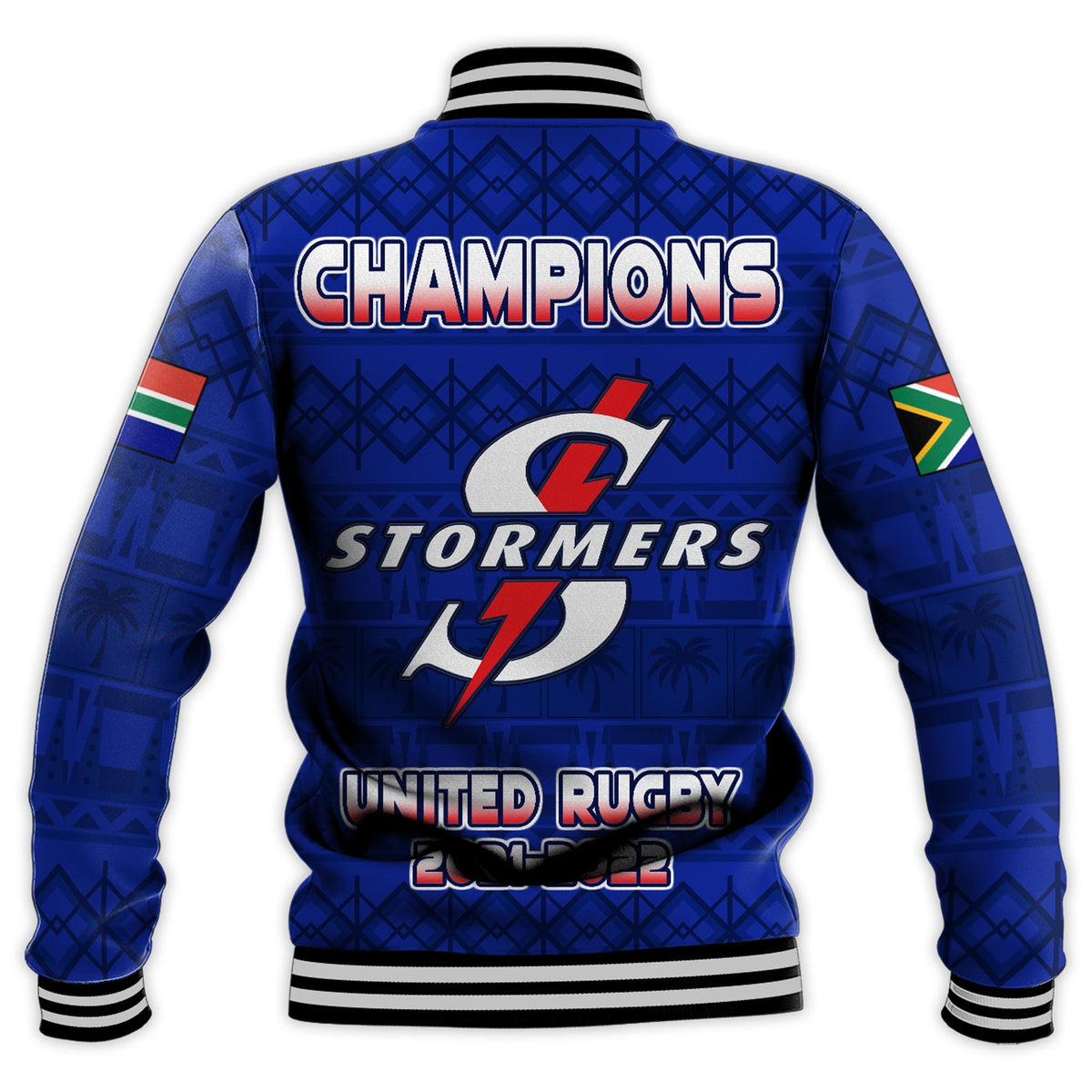 Stormers South Africa Rugby Baseball Jacket We Are The Champions URC African Pattern - Wonder Print Shop