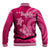 Breast Cancer Awareness Baseball Jacket Hibiscus Polynesian No One Fights Alone LT13 - Wonder Print Shop