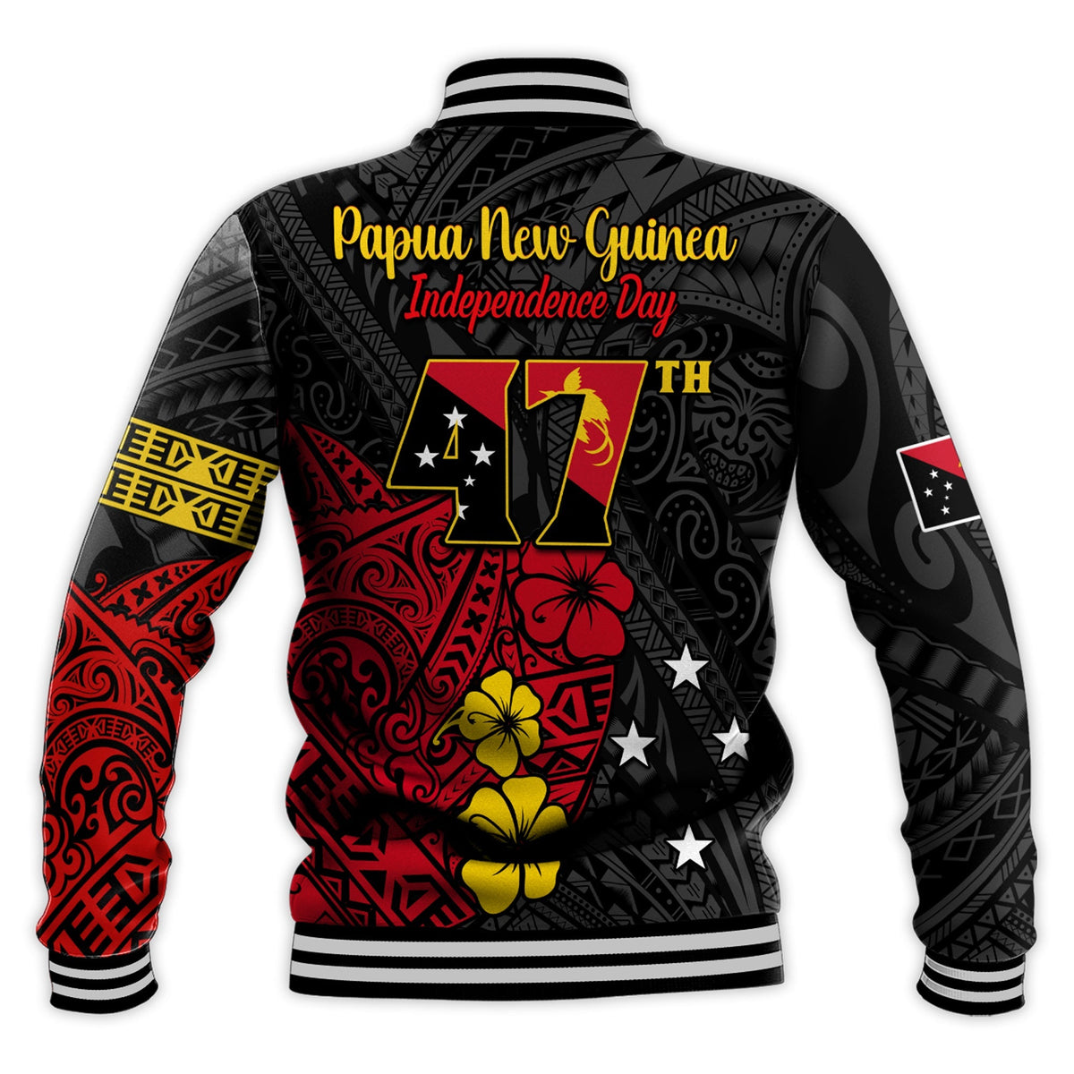 Papua New Guinea Anniversary Baseball Jacket 47th Independence Day Since 1975 LT13 - Wonder Print Shop