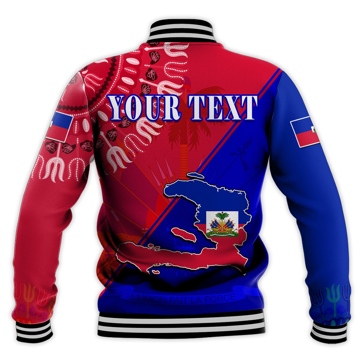 (Custom Personalised) Haiti Baseball Jacket Haiti Flag Dashiki Simple Style - Wonder Print Shop