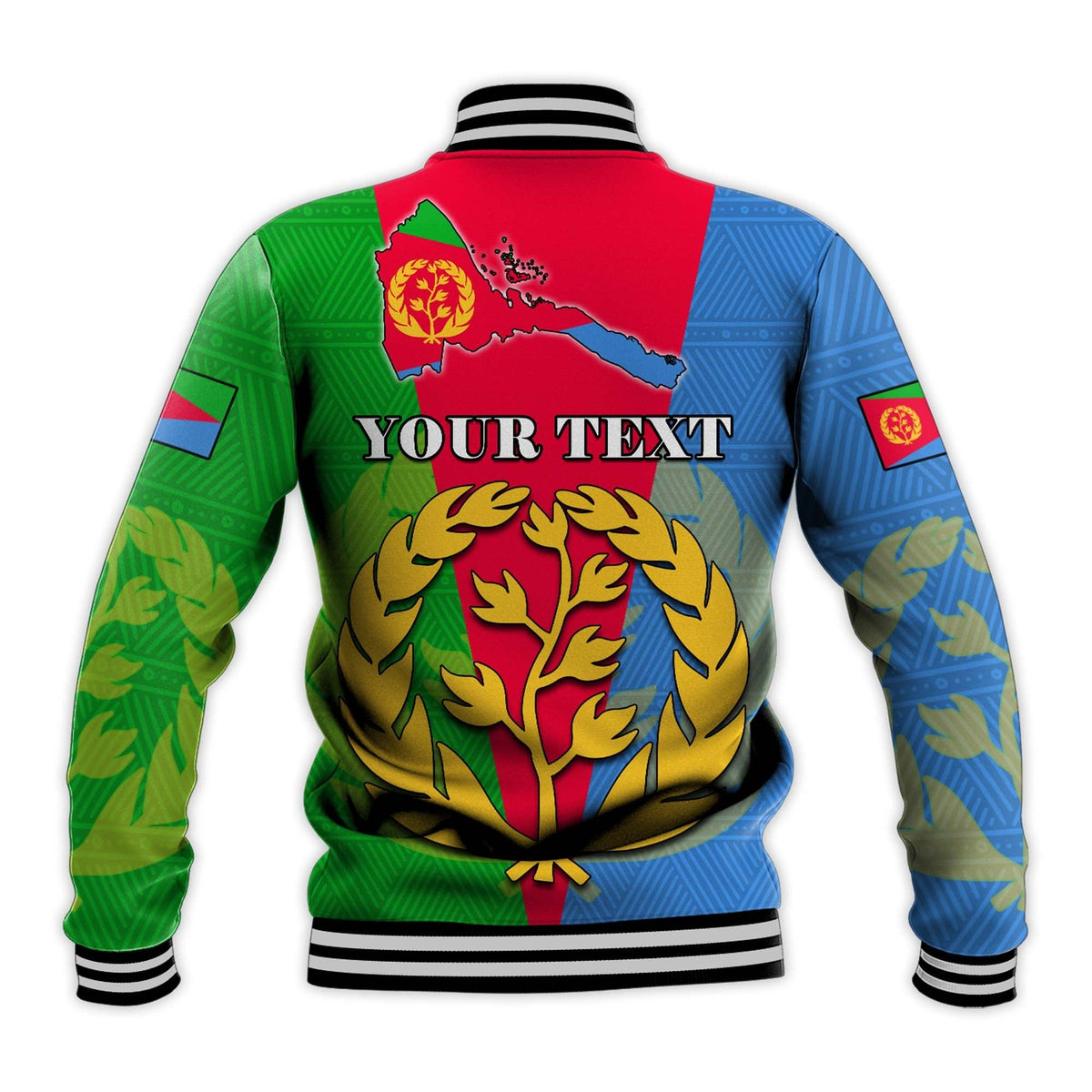 (Custom Personalised) Eritrea Baseball Jacket Eritrean Map Mix African Pattern Simple Style - Wonder Print Shop