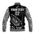 Custom Text And Number Fiji Rugby Baseball Jacket Fijian Cibi Dance Tapa Pattern Black - Wonder Print Shop