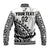 Custom Text And Number Fiji Rugby Baseball Jacket Fijian Cibi Dance Tapa Pattern White - Wonder Print Shop