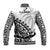 Fiji Rugby Baseball Jacket Fijian Cibi Dance Tapa Pattern White - Wonder Print Shop