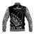 Fiji Rugby Baseball Jacket Fijian Cibi Dance Tapa Pattern Black - Wonder Print Shop