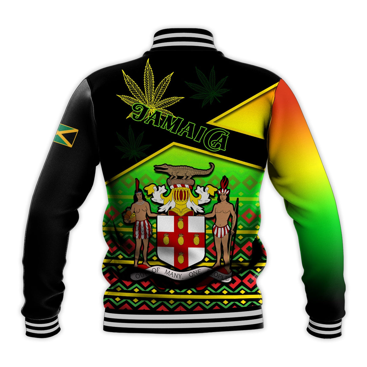 Jamaica Lion Baseball Jacket Jamaican Pattern Version Reggae Colors LT13 - Wonder Print Shop