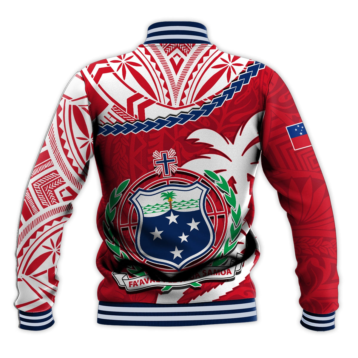 Samoa Baseball Jacket Samoan Coat Of Arms With Coconut Red Style - Wonder Print Shop