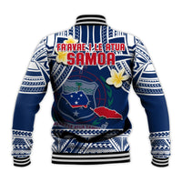 Samoa Baseball Jacket Samoan Plumeria Flowers Mix Polynesian Pattern - Wonder Print Shop
