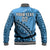 Custom Text And Number Fiji Tapa Rugby Baseball Jacket Fijian Cibi Dance Tapa Pattern Blue - Wonder Print Shop