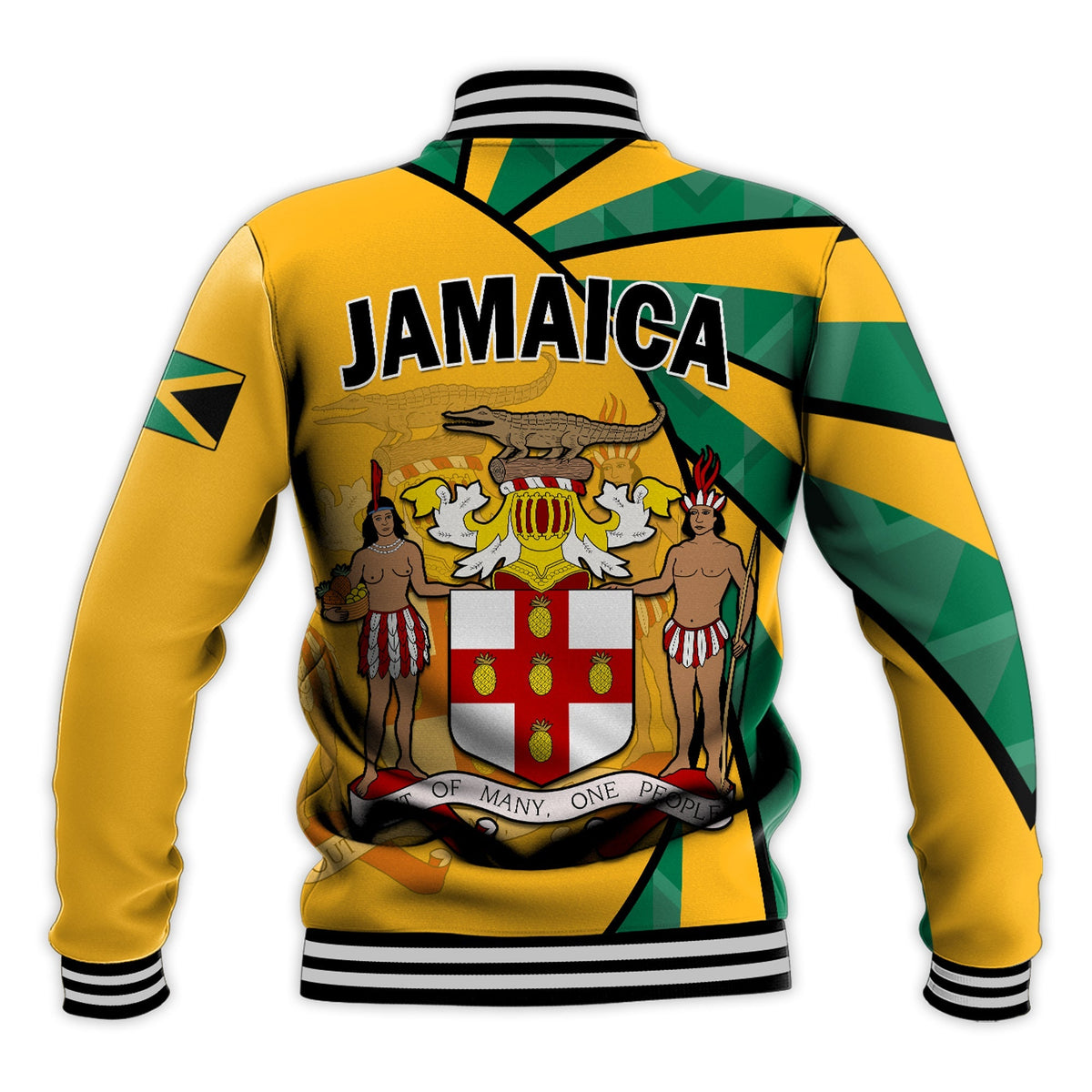 Jamaica Athletics Baseball Jacket Jamaican Flag Mix Lion Sporty Style - Wonder Print Shop