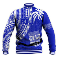Fiji Rugby Sevens Baseball Jacket Fijian 7s Tapa Polynesian Blue Ver.02 LT13 - Wonder Print Shop