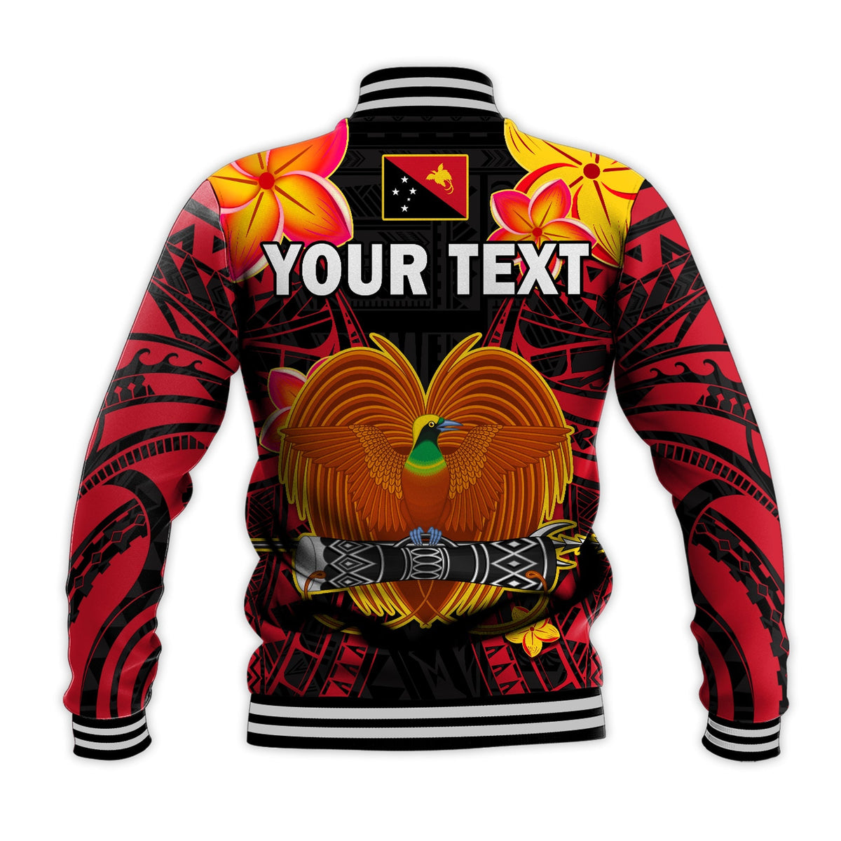 Custom Personalised Papua New Guinea Baseball Jacket PNG Bird Of Paradise Polynesian Pattern - Wonder Print Shop