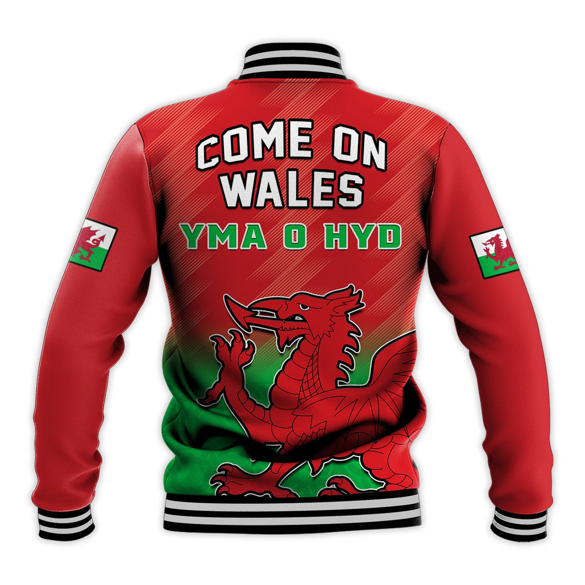 Wales Football Baseball Jacket World Cup 2022 Come On Cymru Yma O Hyd - Wonder Print Shop