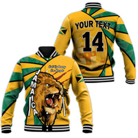 (Custom Text and Number) Jamaica Athletics Baseball Jacket Jamaican Flag Mix Lion Sporty Style - Wonder Print Shop