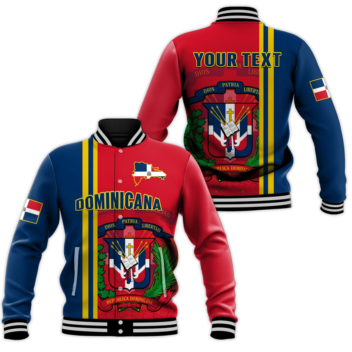 (Custom Personalised) Dominican Republic Baseball Jacket Happy 179 Years Of Independence - Wonder Print Shop