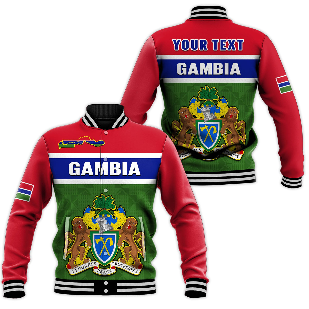 (Custom Personalised) Gambia Baseball Jacket Happy 58th Independence Anniversary Flag Style - Wonder Print Shop