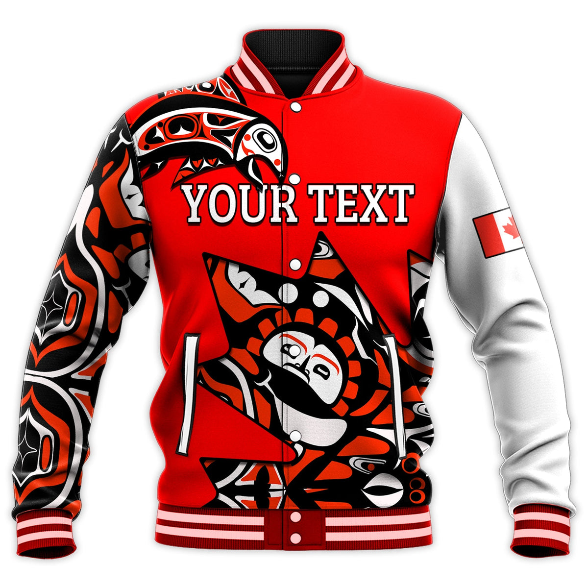 (Custom Personalised) Canada Haida Baseball Jacket Maple Leaf Canadian LT13 - Wonder Print Shop