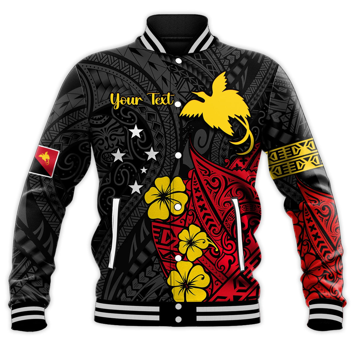 Custom Personalised Papua New Guinea Anniversary Baseball Jacket 47th Independence Day Since 1975 LT13 - Wonder Print Shop
