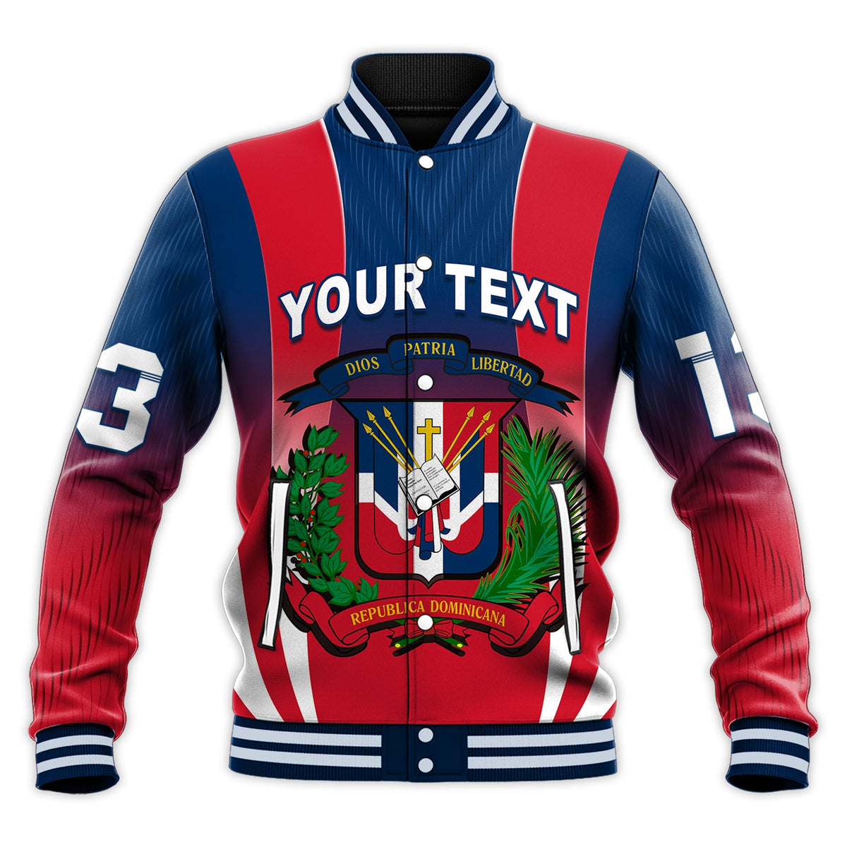 (Custom Text and Number) Dominican Republic Baseball Jacket Dominicana Style Sporty LT13 - Wonder Print Shop