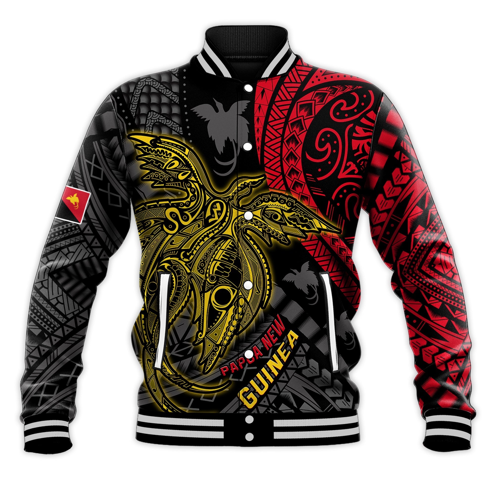 Papua New Guinea Baseball Jacket Raggiana Birds Of Paradise Happy 47th Independence Day LT13 - Wonder Print Shop