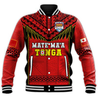 Custom Text And Number Tonga Rugby Baseball Jacket Mate Maa Tonga Pacific Ngatu Black - Wonder Print Shop