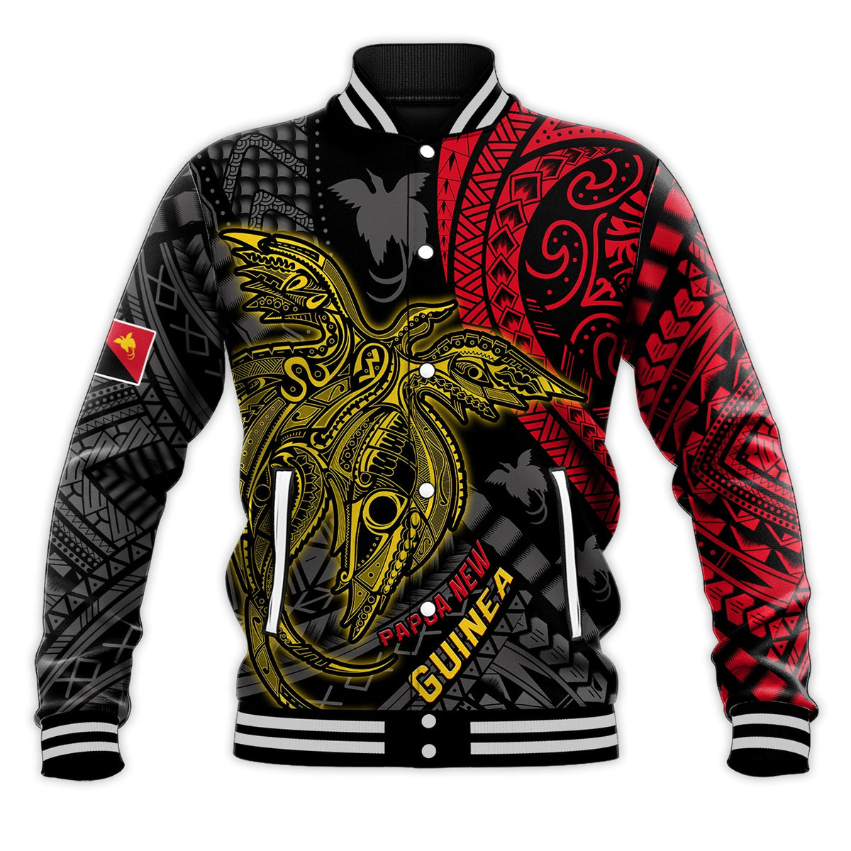 Custom Text and Number Papua New Guinea Baseball Jacket Raggiana Birds Of Paradise Happy 47th Independence Day LT13 - Wonder Print Shop