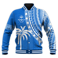 Custom Text and Number Fiji Rugby Sevens Baseball Jacket Fijian 7s Tapa Polynesian Blue Ver.01 LT13 - Wonder Print Shop