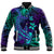 Custom Personalised Polynesian Baseball Jacket Purple Paradise Hawaiian Tribal Hammerhead Shark - Wonder Print Shop