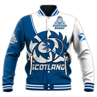 (Custom Text and Number) Scotland Rugby Baseball Jacket Scottish Coat Of Arms Mix Thistle Newest Version - Wonder Print Shop