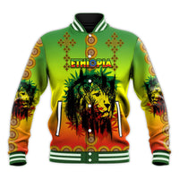 Ethiopia Baseball Jacket Cross Mix Lion Colorful Style - Wonder Print Shop