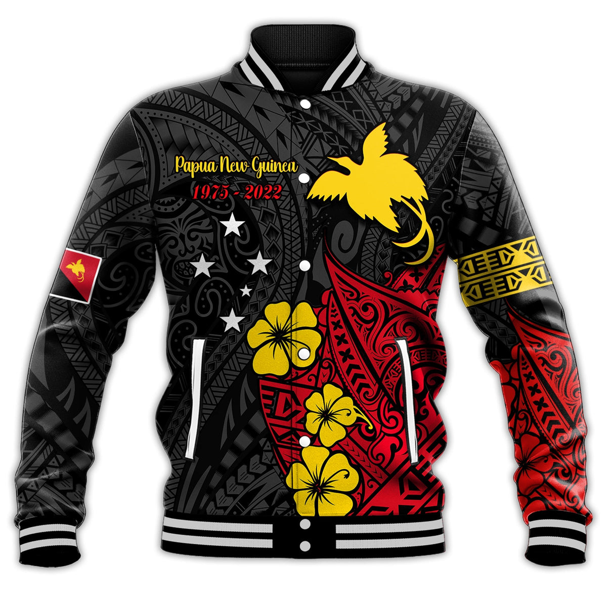 Papua New Guinea Anniversary Baseball Jacket 47th Independence Day Since 1975 LT13 - Wonder Print Shop