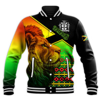 Jamaica Lion Baseball Jacket Jamaican Pattern Version Reggae Colors LT13 - Wonder Print Shop
