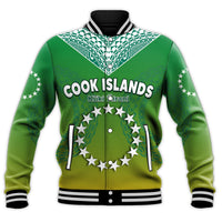 Cook Islands Baseball Jacket Circle Pattern Mix Sea Turtle Green Version - Wonder Print Shop