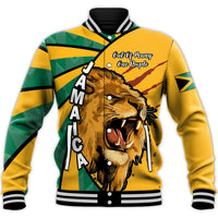 (Custom Text and Number) Jamaica Athletics Baseball Jacket Jamaican Flag Mix Lion Sporty Style - Wonder Print Shop