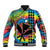 (Custom Personalised) Hawaii Rainbow Tie Dye Baseball Jacket Flowers Polynesian Hawaiian Tribal LT13 - Wonder Print Shop