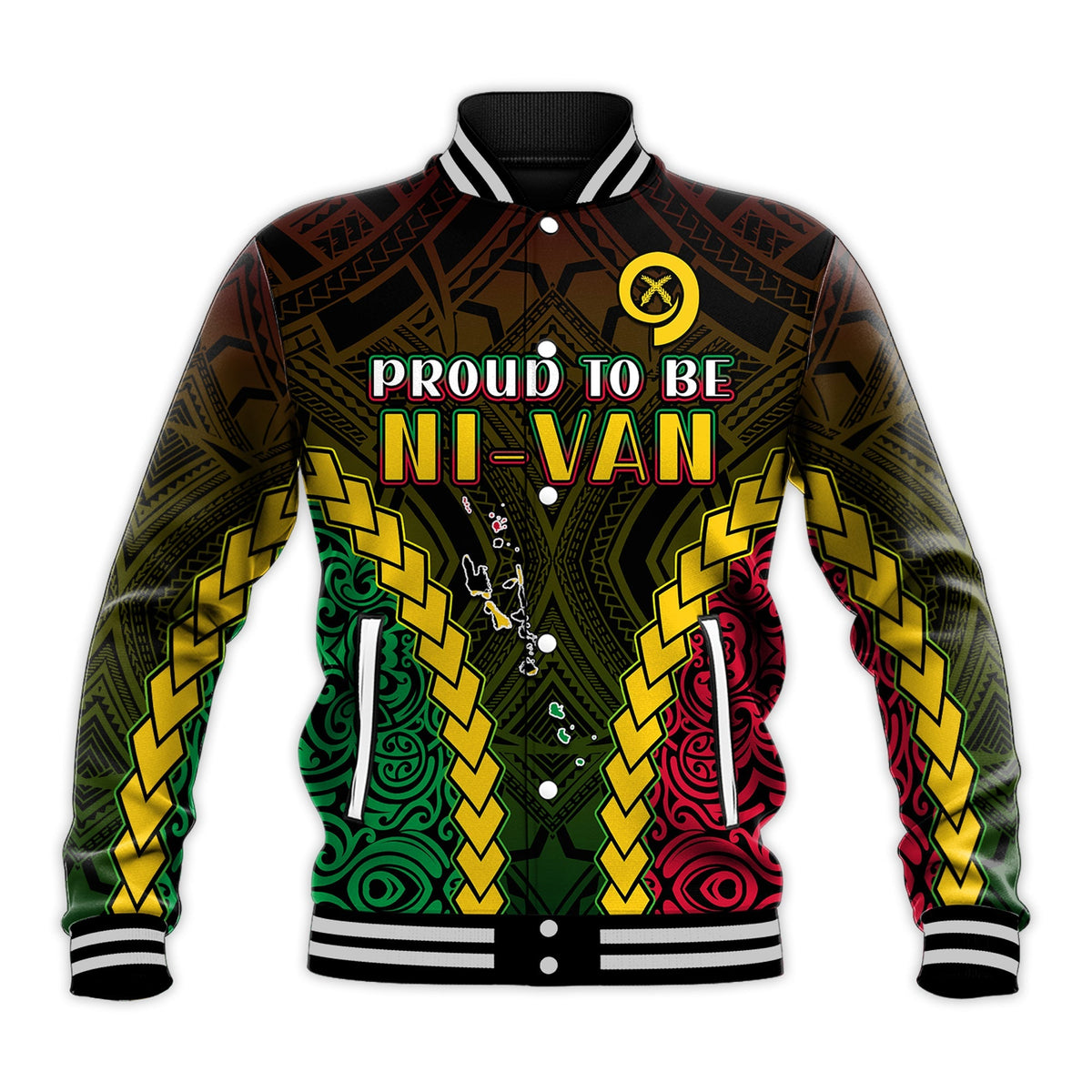 Vanuatu Indigenous Baseball Jacket Proud To Be Ni Vanuatu Polynesian Pattern LT13 - Wonder Print Shop