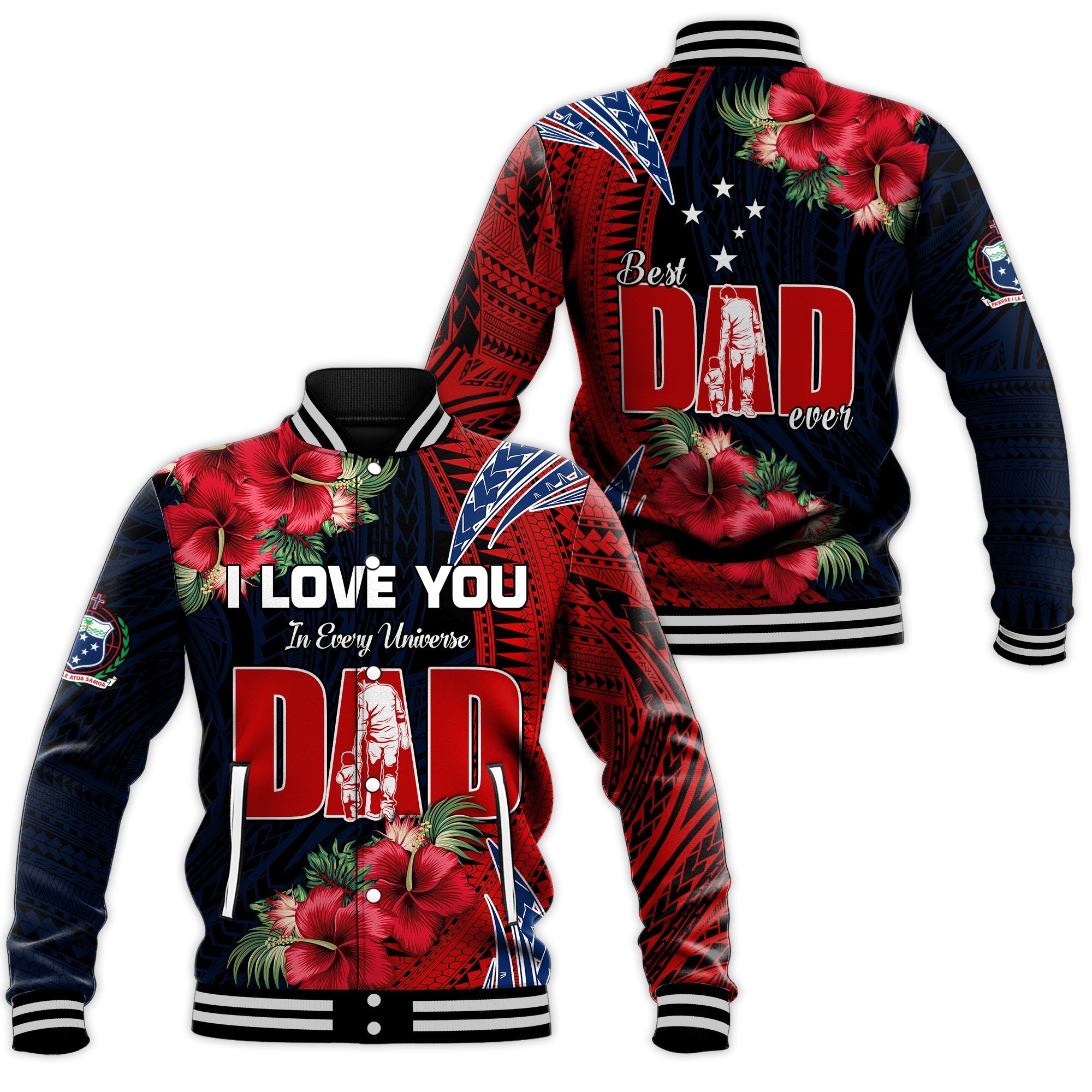 Samoa Fathers Day Baseball Jacket Polynesian Best Dad Ever LT13 - Wonder Print Shop