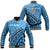Custom Text And Number Fiji Tapa Rugby Baseball Jacket Fijian Cibi Dance Tapa Pattern Blue - Wonder Print Shop
