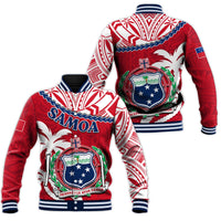 Samoa Baseball Jacket Samoan Coat Of Arms With Coconut Red Style - Wonder Print Shop