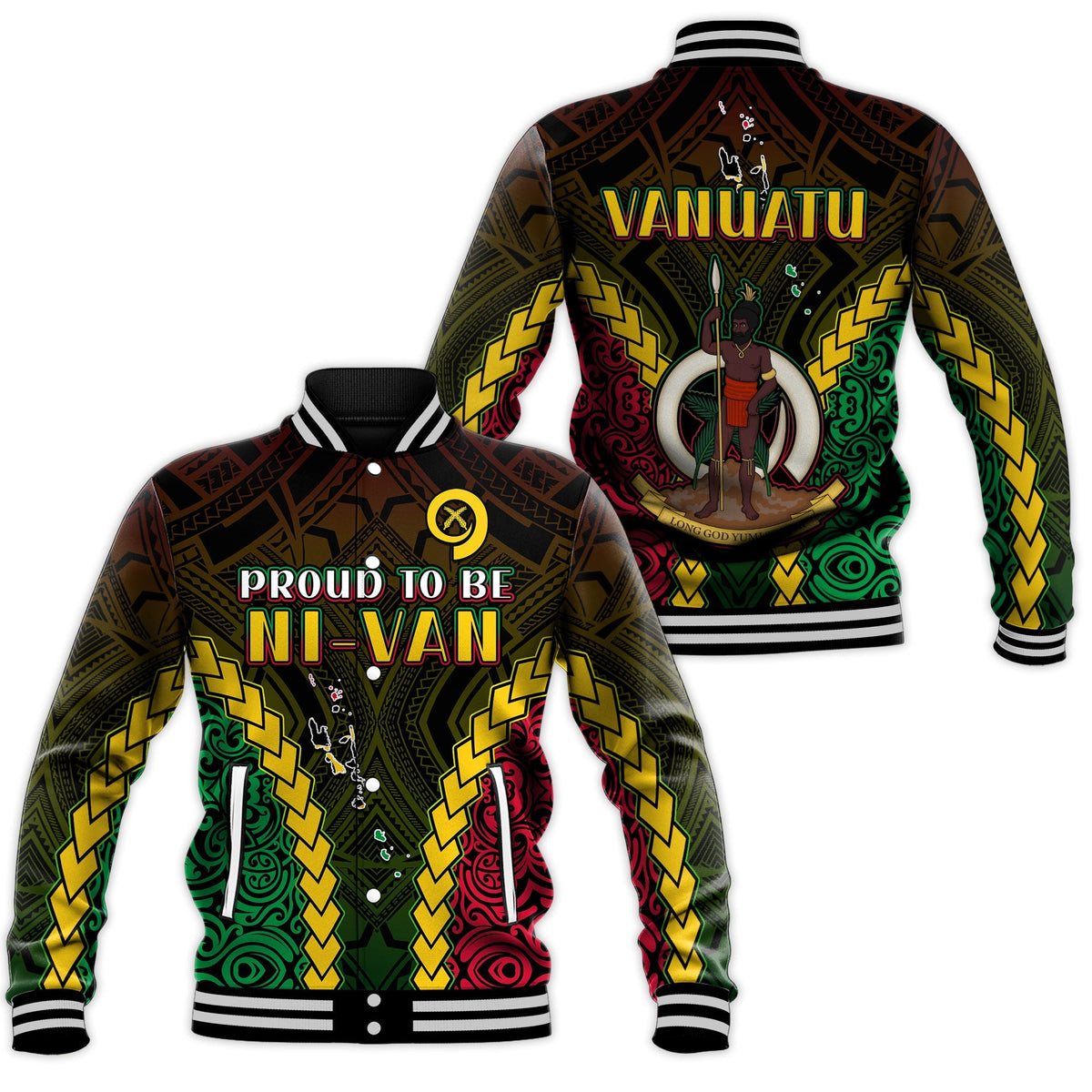Vanuatu Indigenous Baseball Jacket Proud To Be Ni Vanuatu Polynesian Pattern LT13 - Wonder Print Shop