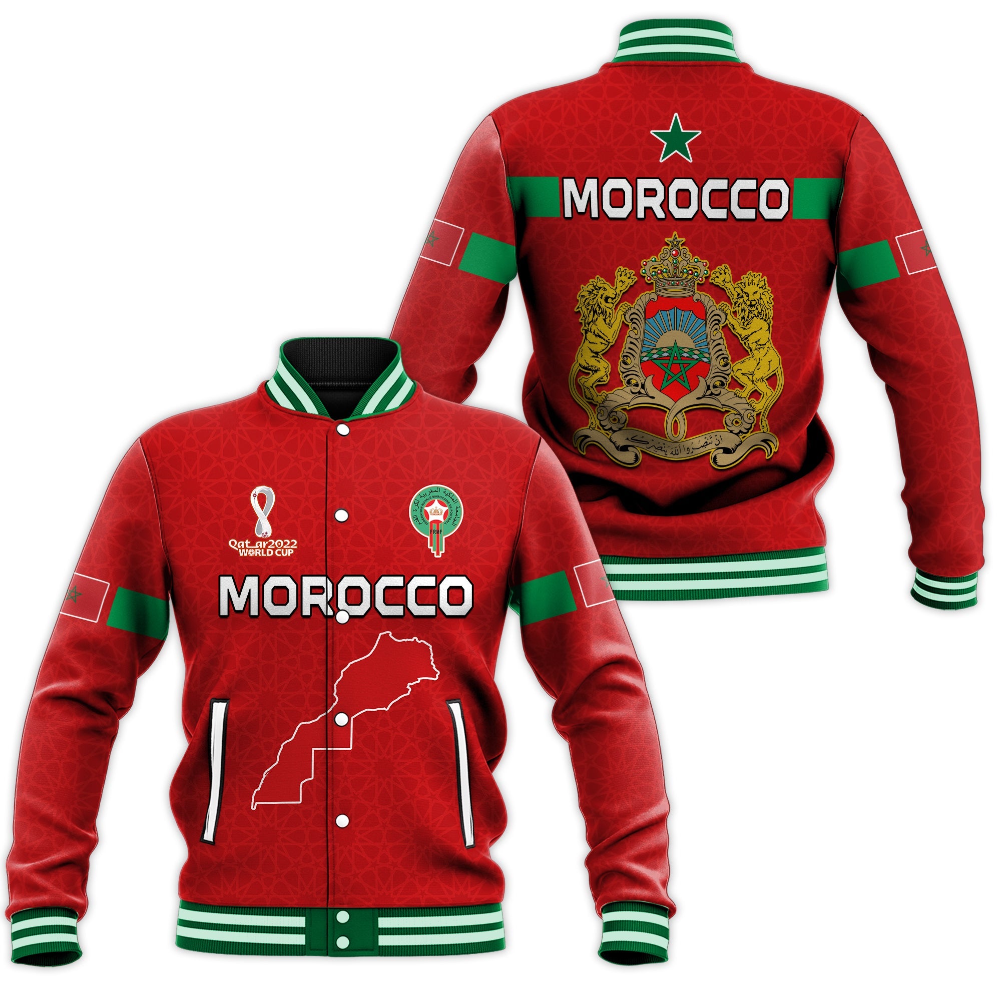 Morocco Football Baseball Jacket Champions World Cup New History LT13 - Wonder Print Shop