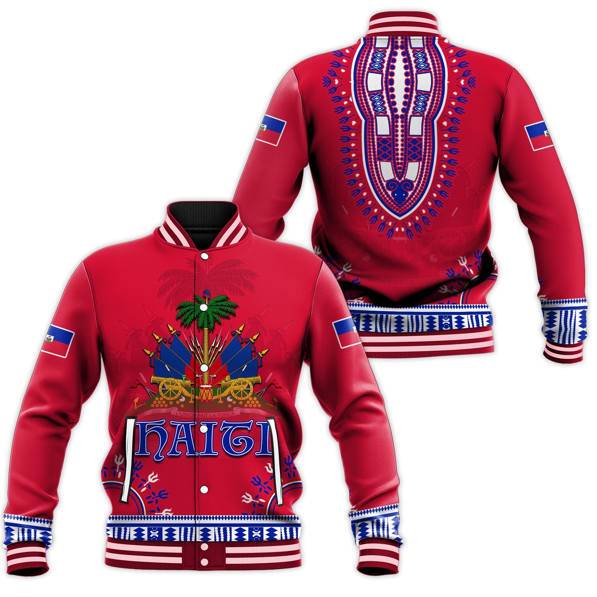 Haiti Baseball Jacket Dashiki Style Gorgeous LT13 - Wonder Print Shop
