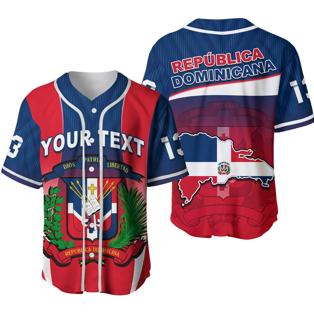 (Custom Text and Number) Dominican Republic Baseball Jersey Dominicana Style Sporty Ver.02 LT13 - Wonder Print Shop