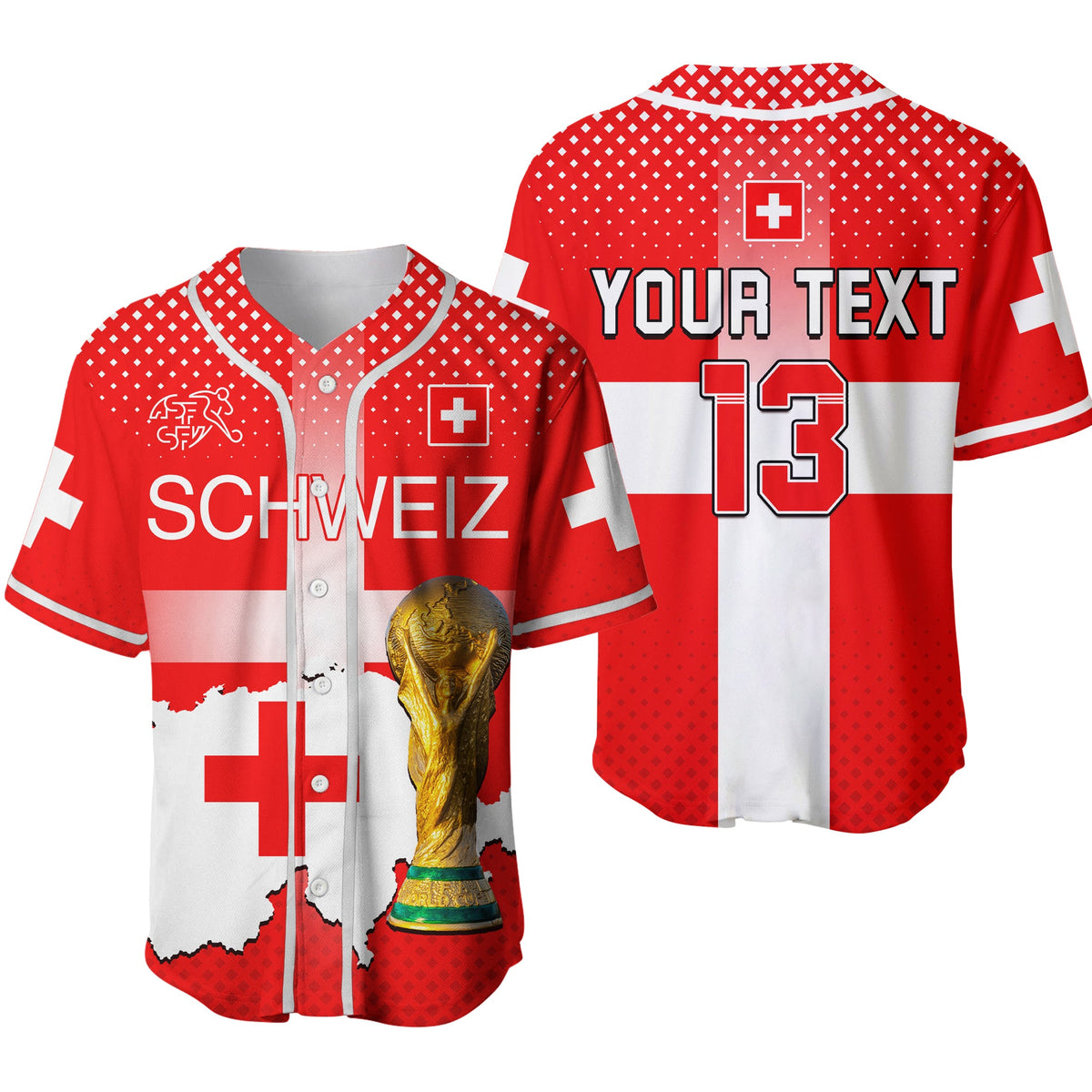(Custom Text and Number) Switzerland Football Baseball Jersey Schweizer Pati Champion 2022 World Cup Ver.02 LT13 - Wonder Print Shop