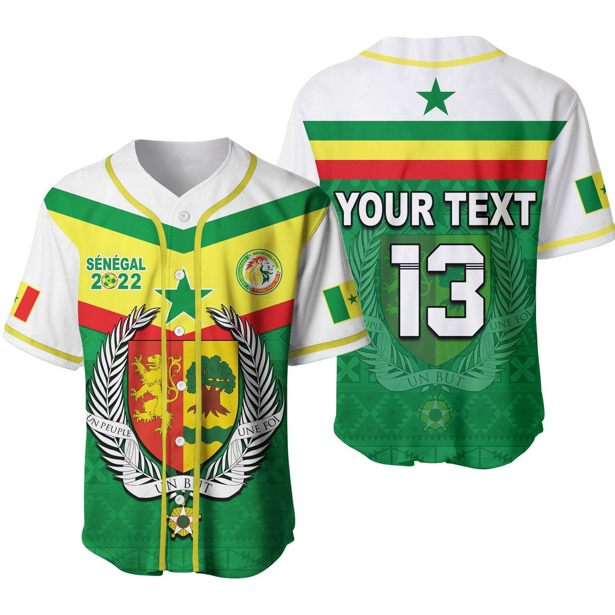 (Custom Text and Number) Senegal 2022 Sporty Baseball Jersey Lions of Teranga Proud Football Ver.02 LT13 - Wonder Print Shop